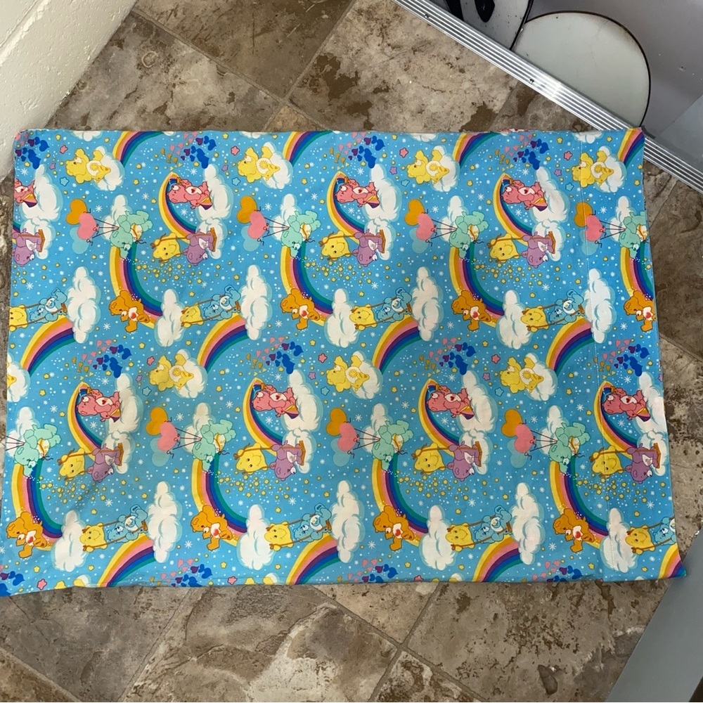 Rare Vintage 90s Care Bear Pillowcase ONLY ONE no tags light blue all over print